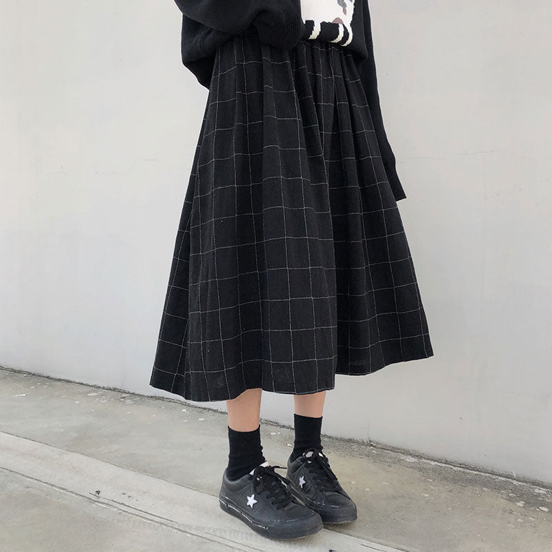 Academia Vintage Grid Skirt