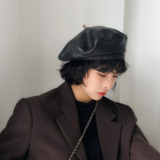 Faux Leather Beret