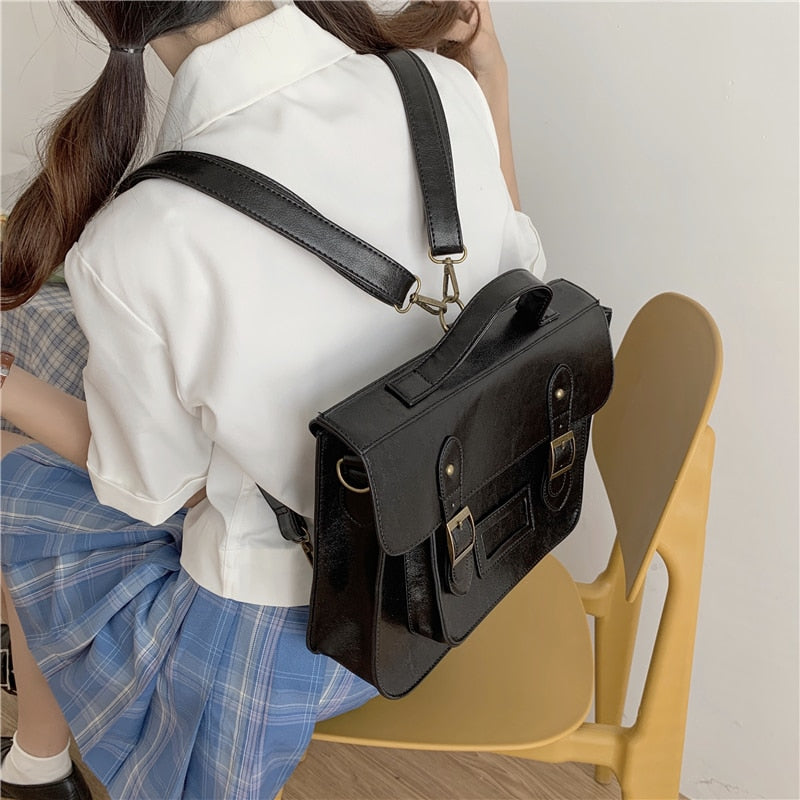 black leather briefcase backpack asia Mars Academia Briefcase Backpack – Venus&Orion
