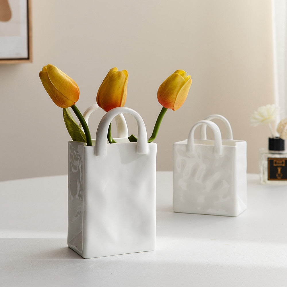 Nordic Porcelain Bag Shaped Vase