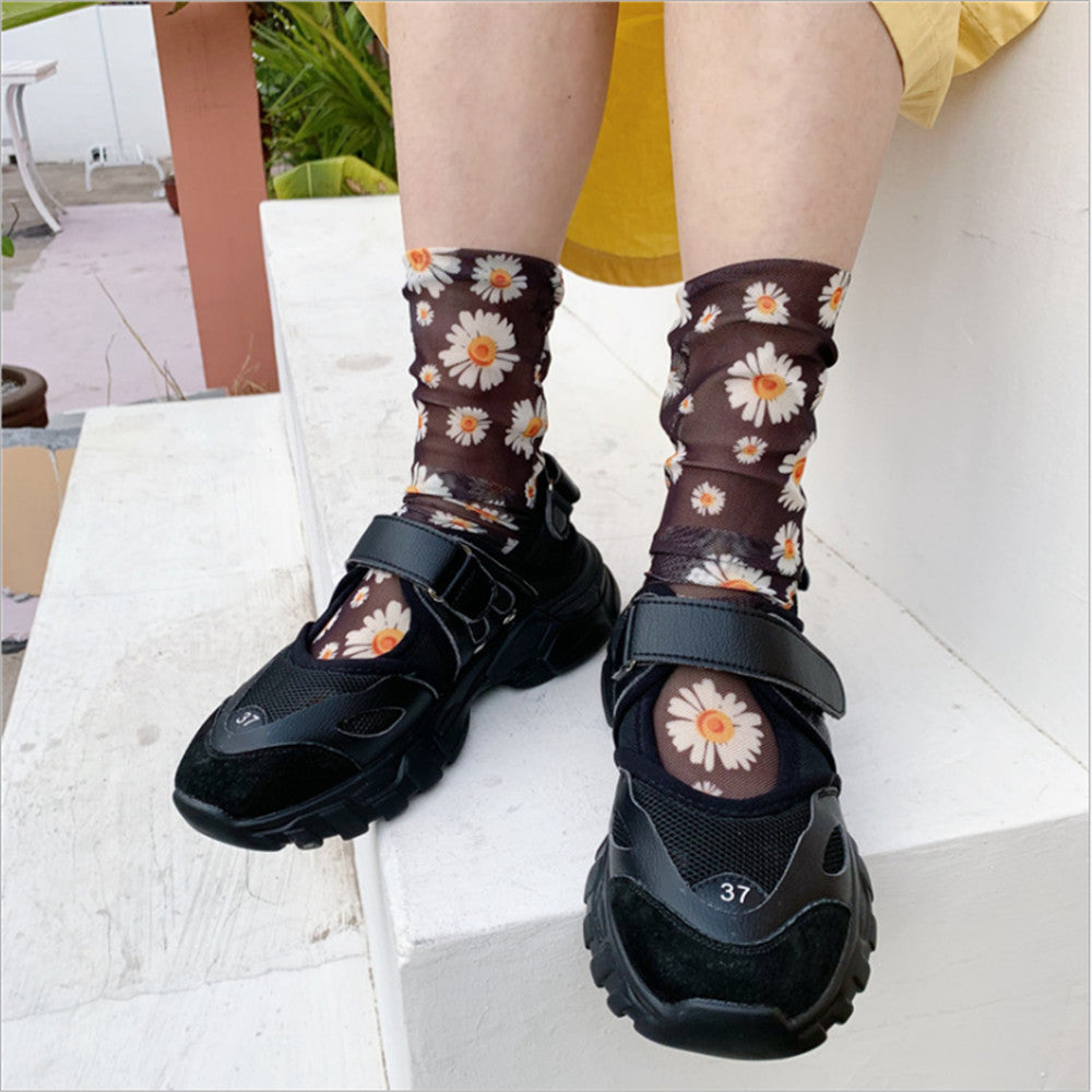 Sheer Flower Socks