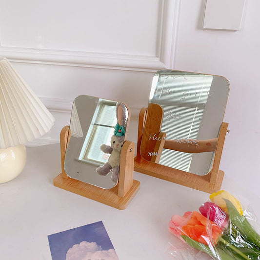 Rotating Minimalist Wooden Mirror